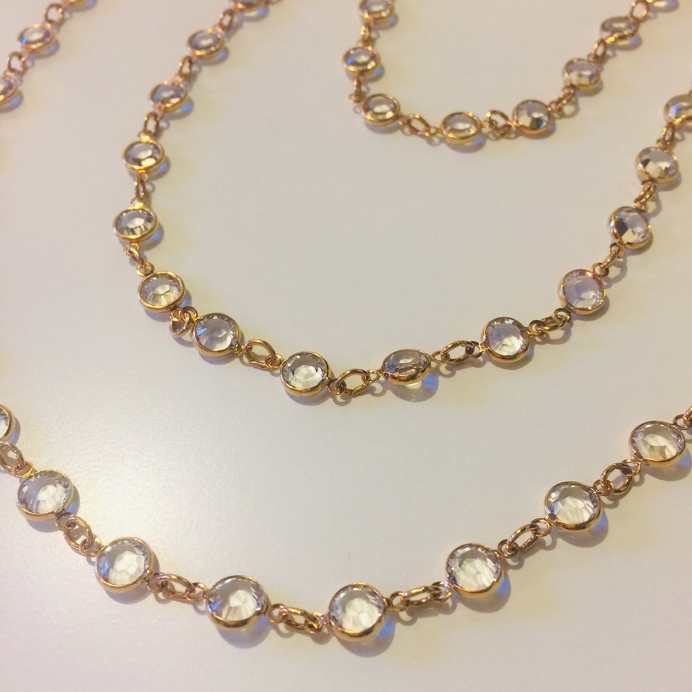56” Swarovski Crystal Necklace in Gold